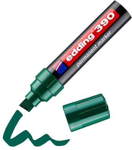 edding 390 Permanentmarker - grün - 1 Stift - dicke Keilspitze 4-12 mm - wasserfest, schnell-trocknend - Multimarker, Universalstift - für Karton, Kunststoff, Holz, Metall, Glas, Stein, Leinwand