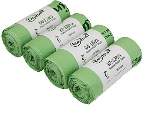 Bolsas de basura de cocina compostables de 50 litros, 100 unidades, bolsas de basura de alimentos - EN 13432-50L