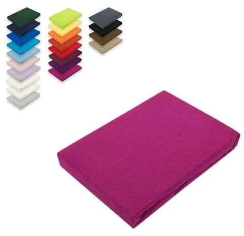 EXKLUSIV HEIMTEXTIL Jersey Spannbettlaken 180-200 x 200 cm 100% Baumwolle Öko - Tex Zertifiziert, Markenqualität, Matratzenhöhe bis 25 cm, Pink