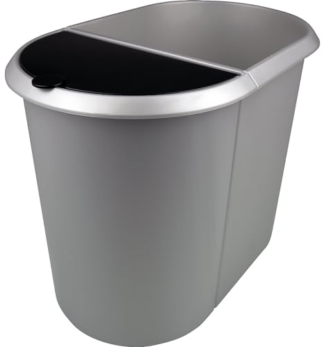 Helit | System-Papierkorb | DUO | Deckel schwarz | Korpus silber | VE 2 Stk