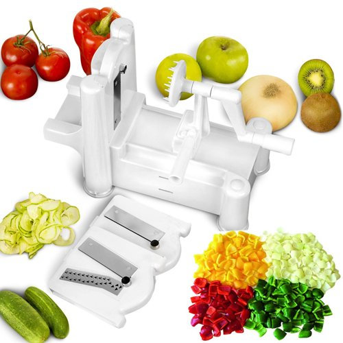 BARGAINS-GALORE NEW SPIRAL SLICER CUTTER CHOPPER SPIRALIZER SHRED FOR VEGETABLE FRUIT TWISTER PEELER | BEST VEGGIE PASTA SPAGHETTI MAKER FOR LOW CARB, PALEO, GLUTEN FREE MEALS