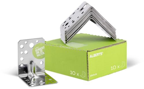Alberts 848231 Équerre d'assemblage renforcée avec nervure | acier inoxydable | 105 x 105 x 90 mm | kit de 25