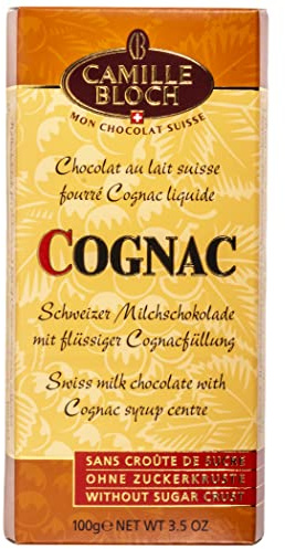 Camille Bloch Chocolat au Lait Suisse avec Cognac Liquide, Sans Croûte de Sucre, 100g