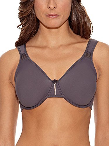 Selene, Reggiseno Contenitivo Donna con Spalline Larghe Comfort e Ferretto, Senza Imbottitura, Collezione Lorea, Colore Grigio, Taglia 6D