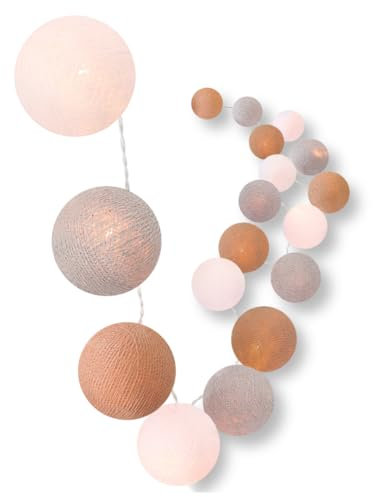 CREATIVECOTTON LED Lichterkette mit Cotton Balls inkl. Timer und Dimmer (35 Kugeln, Ambiance)