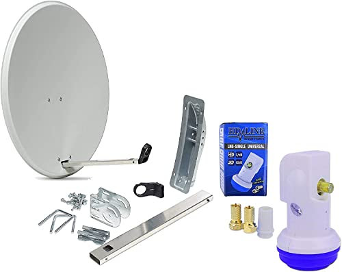 HD-LINE 1 Teilnehmer Set - Qualitäts-Alu-Sat-Anlage - Select 60/65cm Spiegel/Schüssel Anthrazit HD-LINE Single LNB - Satelliten-Komplettanlage - für 1 Receiver/TV [Neuste Technik - DVB-S/S2, Full HD, 4K/UHD, 3D]