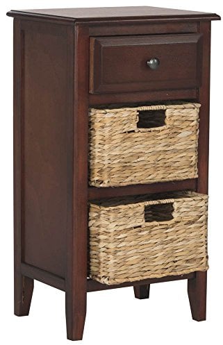 SAFAVIEH Contemporary Wooden Side Table with Storage, in Cherry, 30 X 38 X 70
