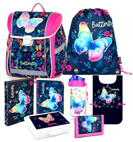 Butterfly Schmetterling 7 Teile Set Schulranzen Ranzen Tornister Federmappe -von-Kids4shop