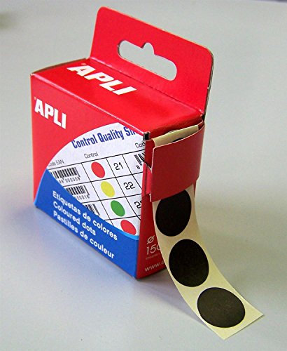 AGIPA Bte Distributrice 150 étiquettes Gommettes de signalisation Rondes 15 mm Noir