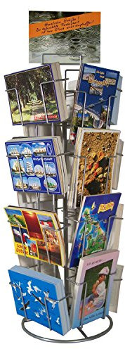 GERSO Theken-Kartenständer Postkartenständer für Postkarten 16 Motive drehbar