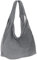 Caspar Große Damen Veloursleder Schultertasche Samtweiche Beuteltasche aus Leder - PREMIUM LINE - Modell No.618 - Made in Italy, Farbe:dunkelgrau