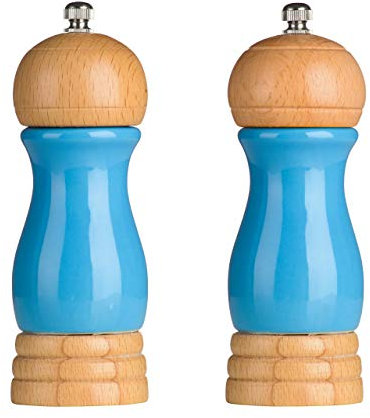 Premier Housewares Rubberwood Salt and Pepper Mill Set - Blue