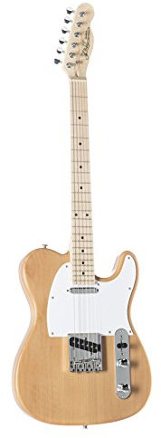 J&D TL Natural E-Gitarre, T-Style, Erle-Korpus, Ahornhals, 22 Medium-Bünde, Ceramic Single-Coil-Tonabnehmer, Chrom-Hardware, Natural-Finish, Ideal für Einsteiger und Fortgeschrittene