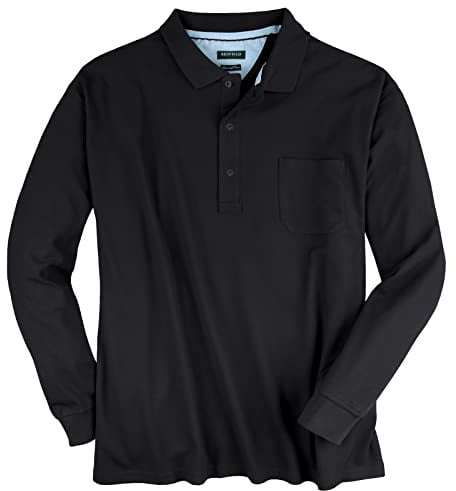 Redfield Langarm-Poloshirt dunkelblau Übergröße