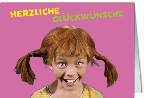 3er-Pack: Grußkarte MINI +++ PIPPI LANGSTRUMPF von modern times +++ PL HERZLICHE GLÜCKWÜNSCHE +++ KARTENKOMBINAT © Saltkråkan AB & AB Svensk Filmind