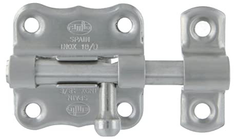 Amig - Pasador de Sobreponer - 40 x 38 mm - Adecuado en Puertas de Paso de Madera - Pestillo para Baño, Dormitorio o Despacho - Cerrojo de Seguridad - Acero Inoxidable 18/8 Mate