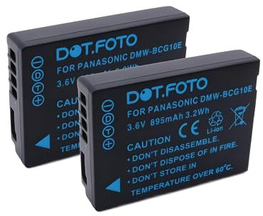 2 x Dot.Foto DMW-BCG10, DMW-BCG10E Premium 3.6v / 895mAh Batterie Rechargeable pour Panasonic Lumix DMC-TZ6 TZ7 TZ8 TZ9 TZ10 TZ20 TZ30 TZ35 TZ65