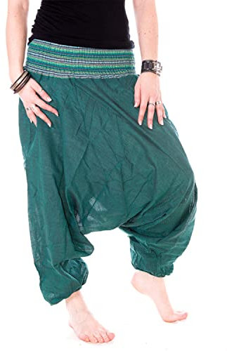 Vishes - Haremshose mit gestreiftem oder farbigem Bund - Unisex - Alternative Bekleidung für Damen und Herren