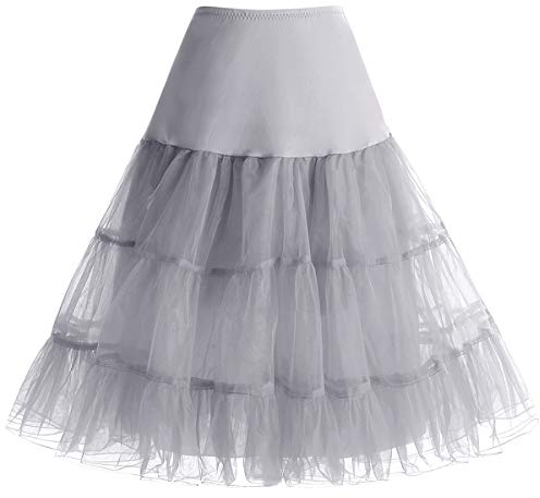 Bbonlinedress 1950 Petticoat Unterrock Crinoline Underskirt Reifrock Rock für 50er Vintage Cocktailkleid Grey L