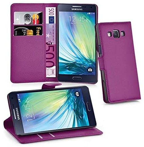 Cadorabo Hülle kompatibel mit Samsung Galaxy A3 2015 Handyhülle aus Kunst Leder Flip Klappbare Stoßfeste Magnetische [Standfunktion] [Kartenfächern] Cover Hülle für Galaxy A3 2015 Tasche in Lila