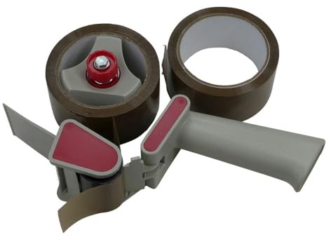 ROTIX Klebebandabroller + 2 Rollen Packband á 66 m x 50 mm Handabroller in Handwerker-Qualität