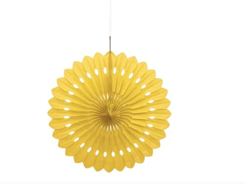 Sunflower Yellow Solid Tissue Paper Fan (40cm) 1 Piece - Hanging Decoration for Party & Event Decor
