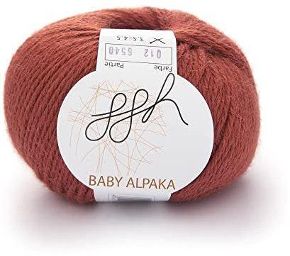 ggh Baby Alpaka Farbe - 100% Schurwolle (Baby Alpaka Wolle) - Alpakawolle zum Stricken oder Häkeln | Farbe 012 - Gebranntes Rostrot