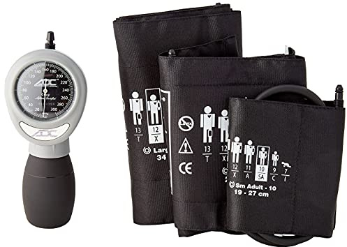 ADC Diagnostix Multikuf 731 – ADC-Notfallmedizin-Set mit 3 Manschetten, professionelles handgehaltenes Aneroid-Blutdruckmessgerät, schwarz
