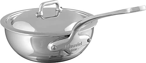 Mauviel Made In France - M'Cook - Casserole en acier inoxydable 5 plis - Avec couvercle - Manche en acier inoxydable moulé - 0,9 litre