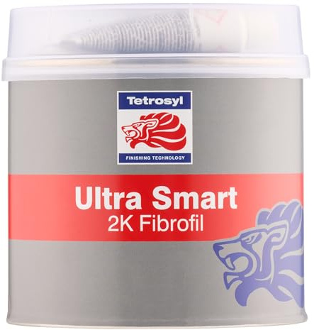 Tetrosyl Ultra Smart 2K Fibrofil 600g – Glass Fibre Reinforced Automotive Body Repair Filler, Bonds & Fills Metal Holes, Vibration Resistant, Easy Sand Polyester Repair Putty