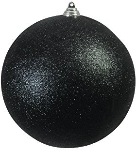 EUROPALMS Dekokugel 20cm, schwarz, glitzer | Dekokugel aus Kunststoff für Innendekoration