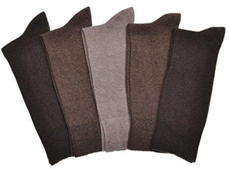 5 Pairs of MEN'S BROWN Cotton Socks Large = UK Mens Shoe Size 9-12