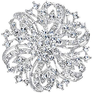EVER FAITH® Bouquet de Fleur Fantaisiste Claire Cristal Autrichien Broche Pin Ton d'argent - Clair