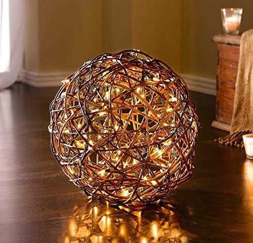 Deko-Kugel Lichterzauber aus Weide mit 50 LED Lichtern, Tischlampe mit Lichterkette