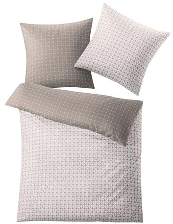 Kleine Wolke 6255271952 Bettwäsche Punto, Maße: 135 x 200 cm und 80 x 80 cm, Farbe: Taupe