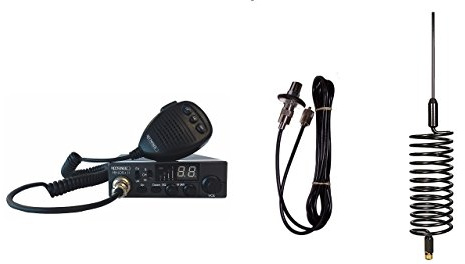 Moonraker Minor II Plus CB Radio Kit, 80 Channel, 12v/24v, with 155cm Tornado Stinger Antenna and Roof Mount (Black)