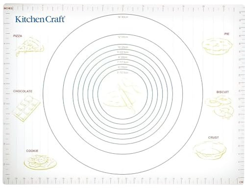 KitchenCraft Non Stick Pastry Mat with Measurements, Plastic, Extra Large, 61 x 45 cm, White