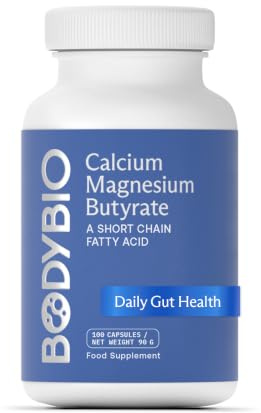 BodyBio Butyrate Calcium Magnesium - Postbiotic for Gut & Digestive Support | Gut Health, Digestive Support, Bloating, Gas & Constipation Relief, Leaky Gut Repair