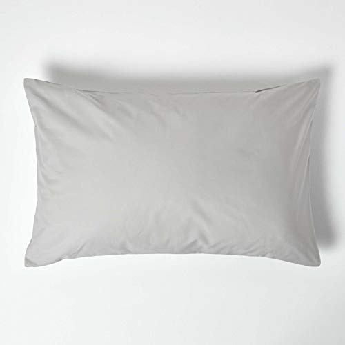 HOMESCAPES Silver Grey Pure Egyptian Cotton Pillowcase Standard Size 200 TC 400 Thread Count Percale Equivalent Housewife Pillow Case