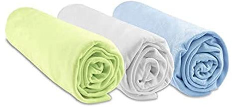 Lot de 3 Draps Housse 70x140 cm Lit Bébé Lit Enfant 70 x 140 | Bambou Hypoallergenique | Anis Blanc Ciel | Extensible| Sommeil sain | Marque Easy Dort | Certifié Oeko-Tex | Fabriqué en Europe