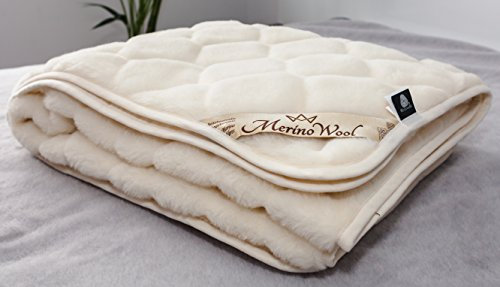 Caro Naturhaar Unterbett 100% Merino Wolle unterbett 70 x 140 cm Kaschmir Schurwolle Matratzenauflage Elegance Light Neuseeland