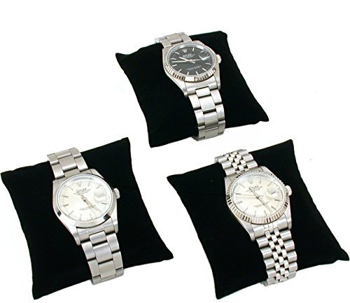 FindingKing 3 schwarze Samt-Uhren & Armband Kissen Schmuck Displays