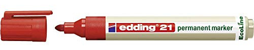 edding 21 Ecoline Permanentmarker - rot - 1 Stift - Rund-Spitze 1,5-3 mm - schnell trocknender Permanent Marker - wasserfest, wischfest - für Karton, Kunststoff, Holz, Metall - Universalmarker
