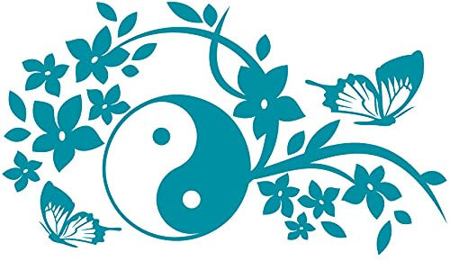 wall-refine WM-00116 | Yin & Yang RANKE | 80 x 46 cm, türkisblau, seidenmatt, Wandtattoo Wandaufkleber in Premium Qualität, Wanddeko Deko Zeichen Tribal Symbol Flur Diele Asien