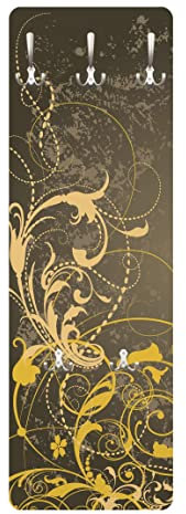 Bilderwelten Garderobe - Schnörkel in Gold - Modern Barock mit Muster, Größe HxB:105cm x 34cm