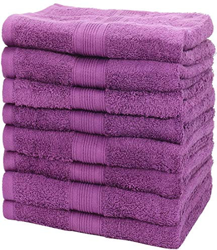 NatureMark 8er Pack Handtücher, 100% Baumwolle, 50 x 100 cm, Handtuch Set Lila