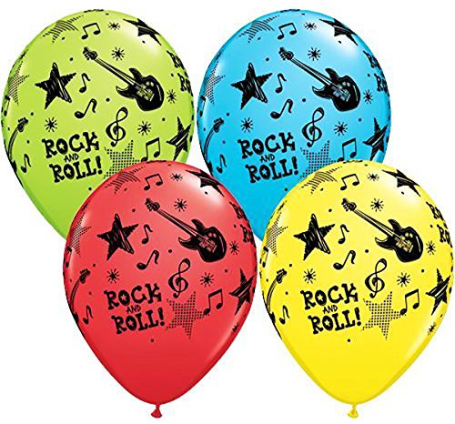 Qualatex 44795 Rock And Roll Stars Assorted 11/ 11-inch Round Latex Party Balloons (Pack of 25)