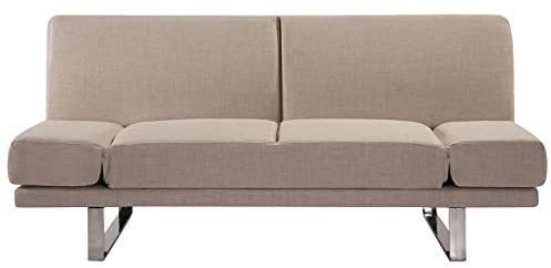 Beliani Schlafsofa beige Polsterbezug verstellbare Armlehnen skandinavischer Stil York