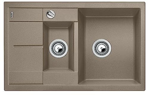 BLANCO METRA 6 S Compact | Granitspüle aus SILGRANIT tartufo | Einbauart: Einbau von Oben | reversibel | für 60 cm breite Unterschränke | Großes Becken | Reinigungsfreundliche Öberfläche