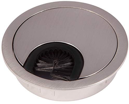 SO-TECH Kabeldurchführung Kabeldurchlass aus Metall Edelstahloptik Bohrmaß Ø 68 mm Schreibtisch mit Staubdichtung